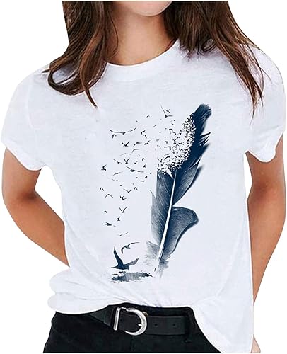 Camisetas de talla grande para mujer, con estampado de estampado de colores lisos, blusa de manga corta con cuello redondo