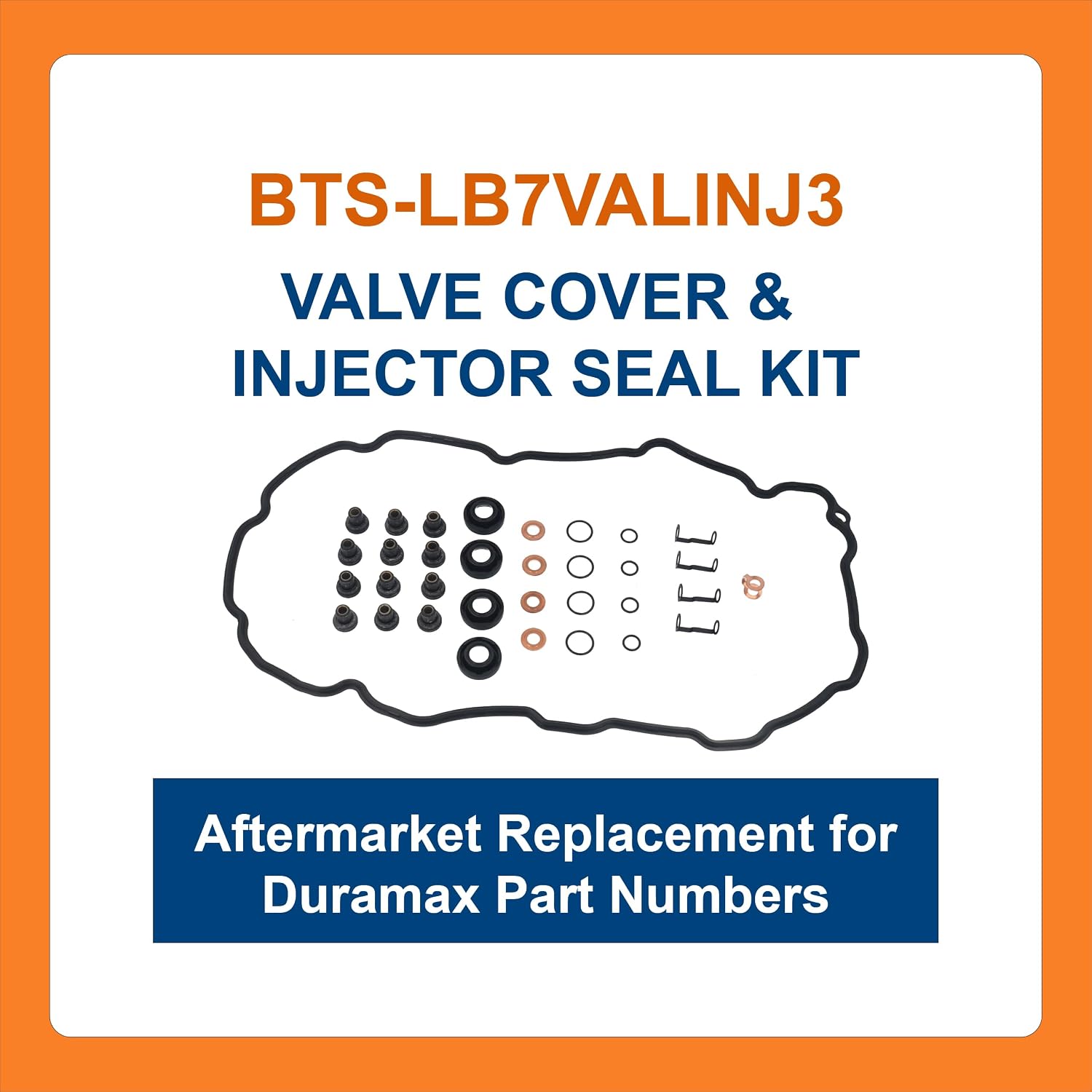 BTS-LB7VALINJ3 Valve Cover Fuel Injector Seal Kit, Compatible with GM Duramax 6.6L LB7, Aftermarket Replacement for 98065992, 97228933, 97188896, 98486346, 94011699, 94011701, 97225457, 97213862