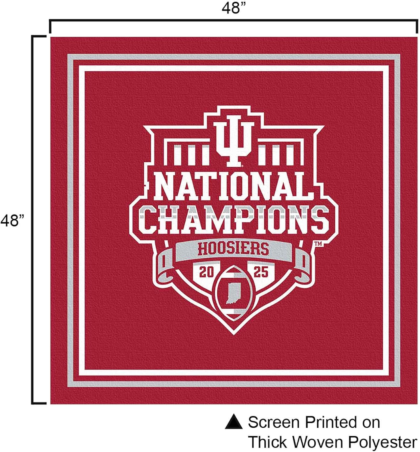 College Flags & Banners Co. Indiana Hoosiers National Champions 2025 Logo Tablecloth or Table Overlay