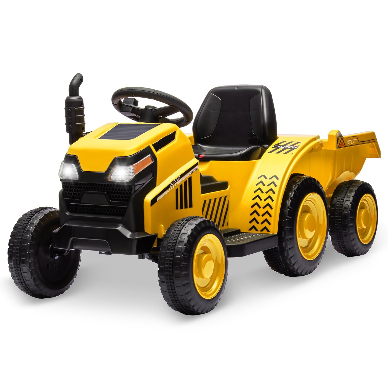 Trattore elettrico 2 in 1 con attaccatore, 6 V per bambini con clacson, USB, musica e luci LED, carico bambini 30 kg, adatto per bambini dai 3 anni in su