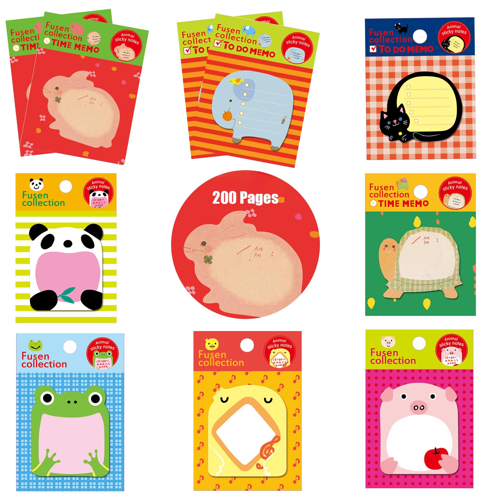 Sticky Notes for Party Bag Fillers Post It Notes Animal Sticky Notes Set Cute Stationary Self Adhesive Paper 200 Sheets Cartoon Sticky Labels Party Favours