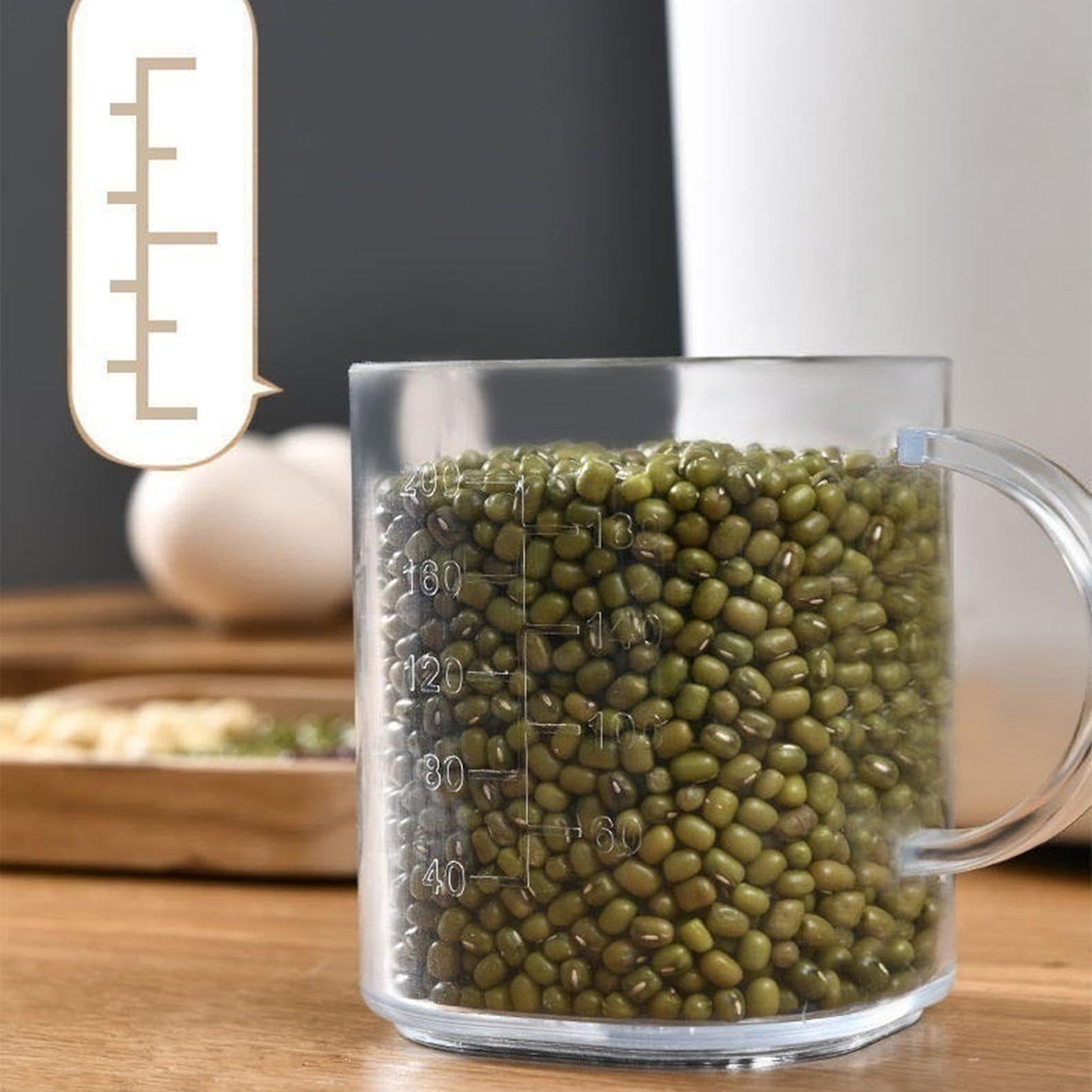 Dispenser automatico di riso, dispenser per riso e cereali, salvaspazio, a prova di umidità, con misurino, elegante dispenser per cereali da cucina