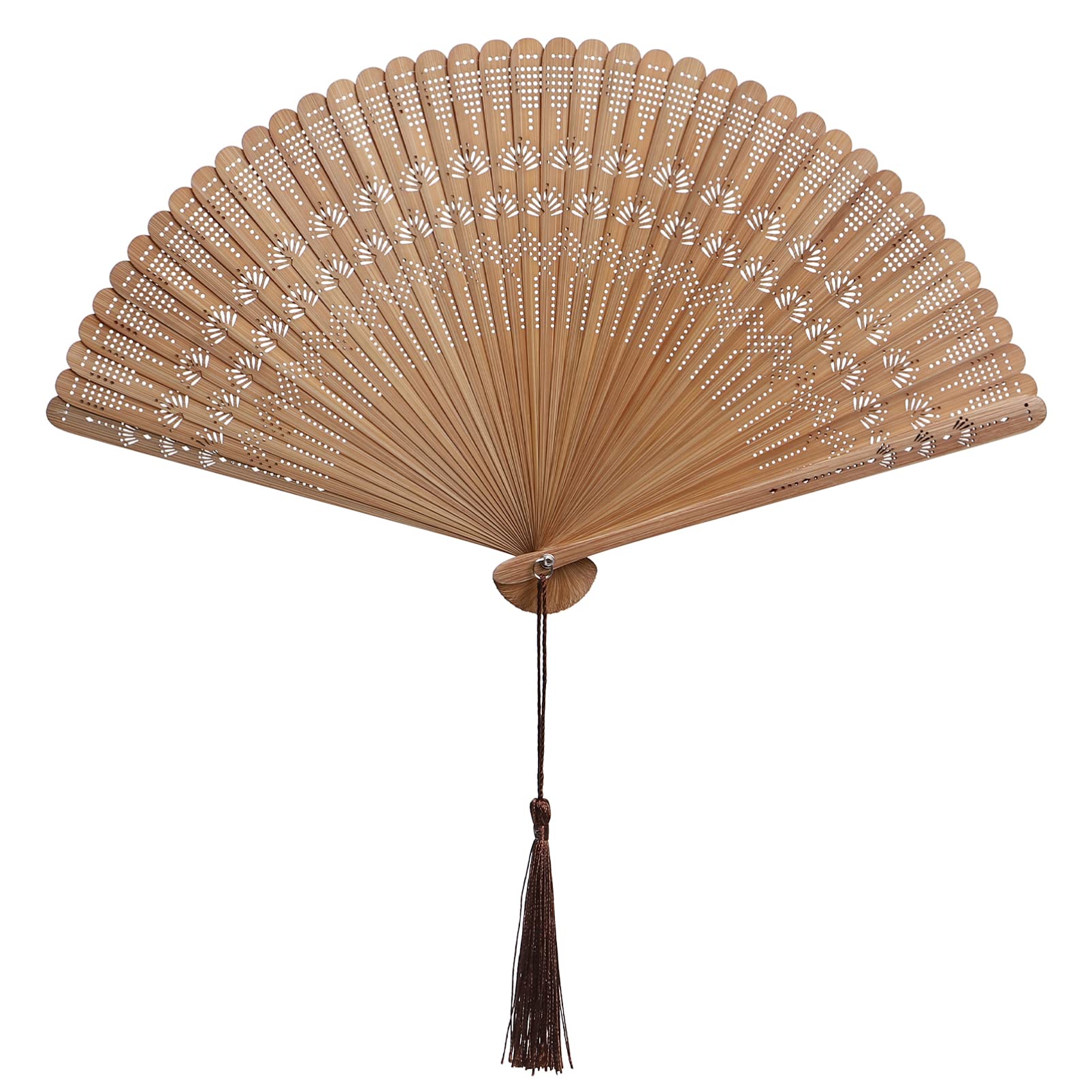 Veemoon Bamboo Folding Hand Fan, Portable Spanish Foldable Silk Fan Rustic Small Vintage Hand Fans Party Dancing Decoration Wooden Fans for Women Girls Hot Flash, Party, Performance