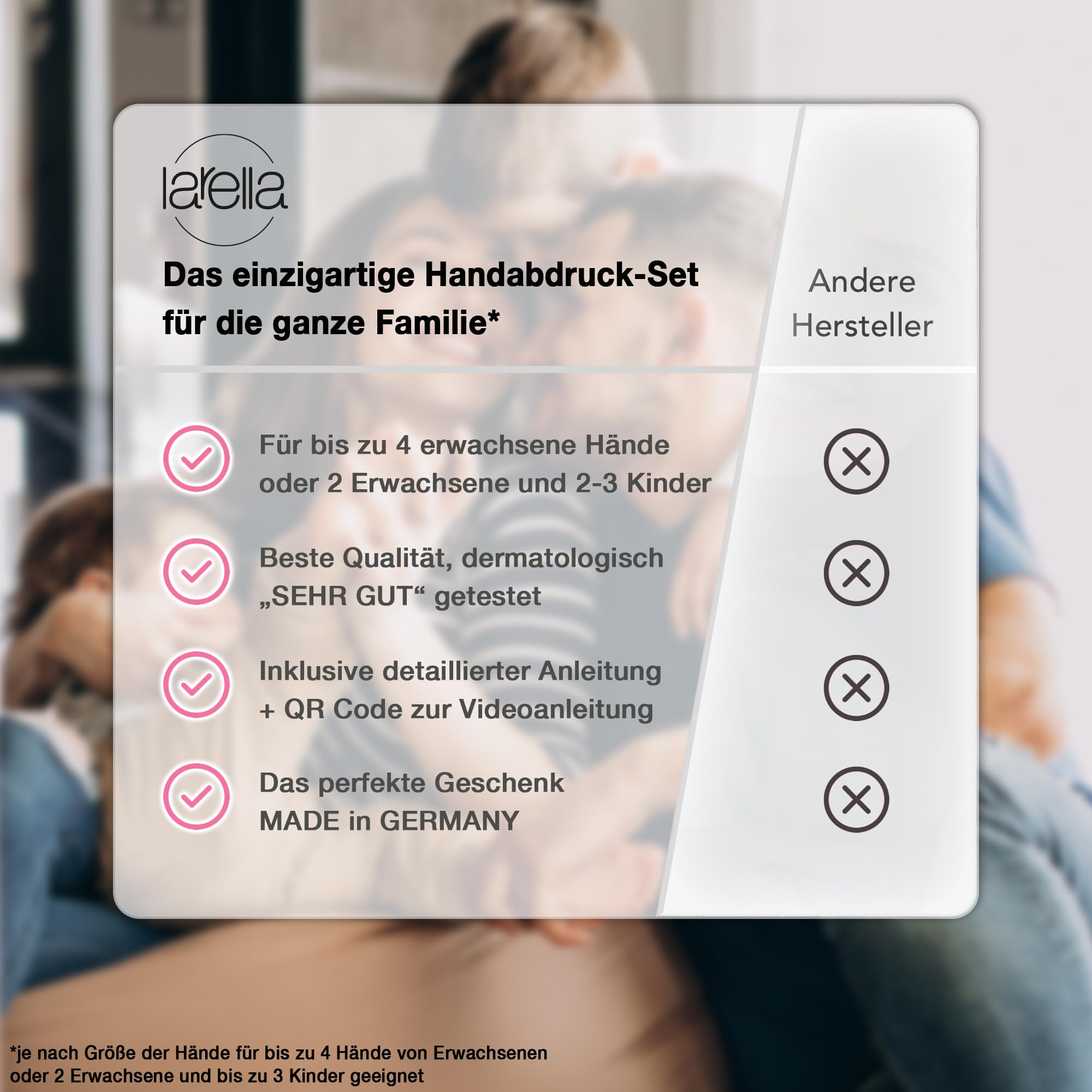XXL Handabdruck Set Familie - Muttertagsgeschenke für Mama - Familien-Geschenke - Geschenk für die ganze Familie - 3D Handabdruck-Set - Personalisierte Geschenke für Familien