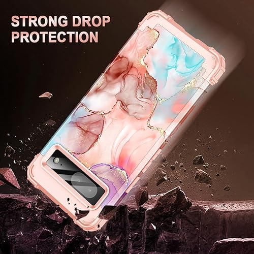 Miniatura 5 de Funda para Google Pixel 7, tres capas resistentes a prueba de golpes de cuerpo completo con 2 protectores de pantalla de vidrio templado + 2