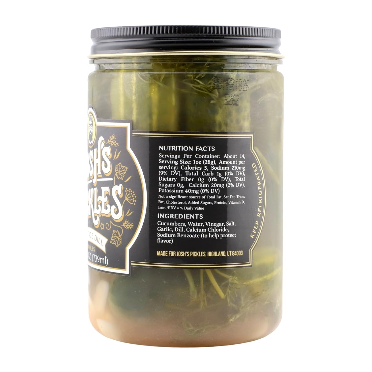 Josh's Pickles Variety Starter Pack (3 Jars) – Fresh & Crunchy Refrigerated Pickles – Heritage Dill Whole, Hot Dill Slices, Pickled Jalapeño Slices