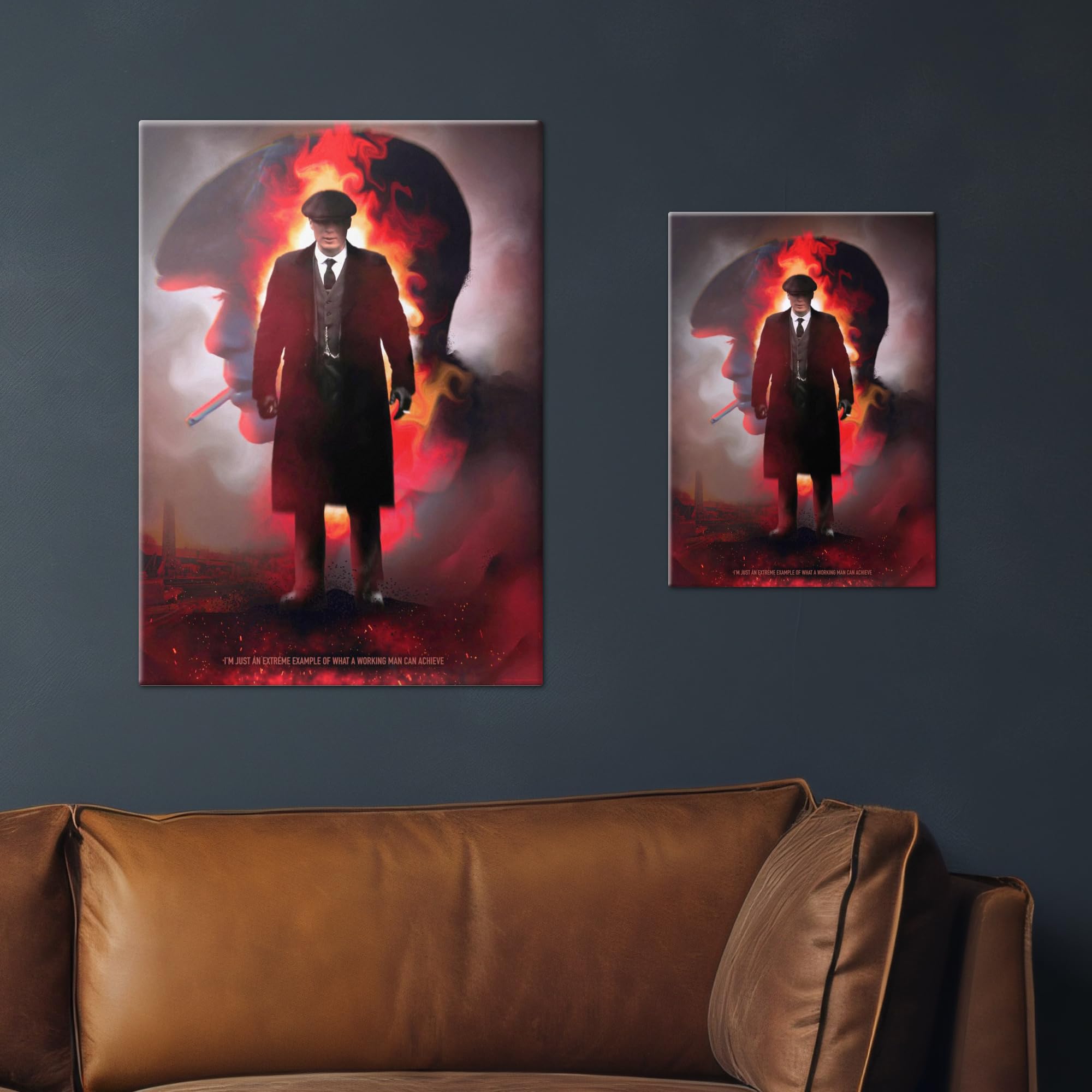 Displate Metall poster Peaky Blinders Thomas Shelby Working Man Größe L | Moderne Bilder Wohnzimmer, Wandbilder für Schlafzimmer. Wanddeko & Geschenk. Wandkunst mit Magnet-Befestigung, ohne Bohren.