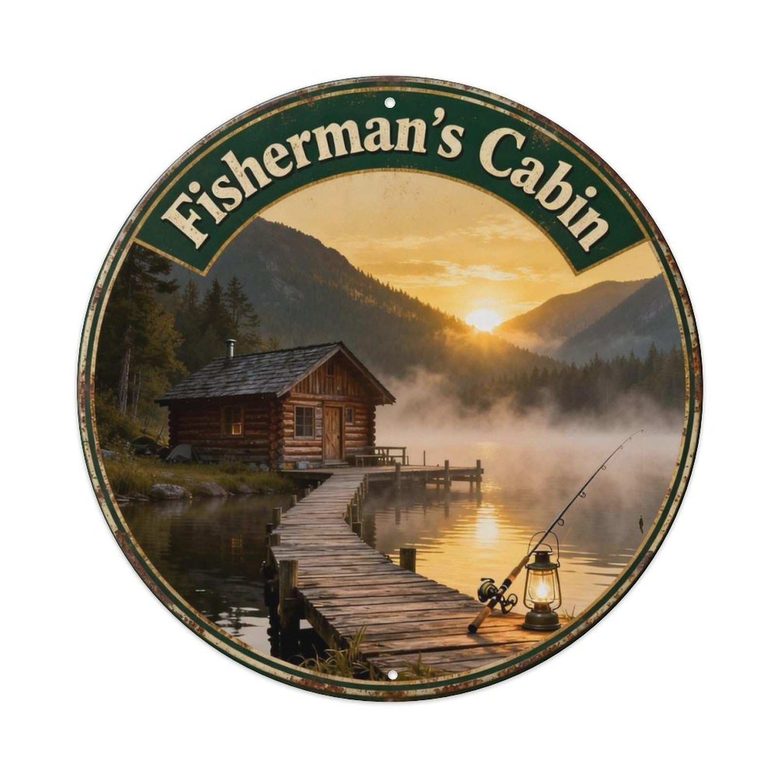 Fisherman's Cabin Metal Tin Sign Plaque