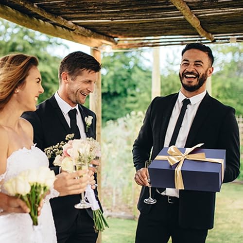 Miniatura 3 de Paquete de 4 cajas de regalo de 12 x 8 x 4 pulgadas con tapas de cierre magnético, caja magnética azul para bodas, propuestas de dama de honor,