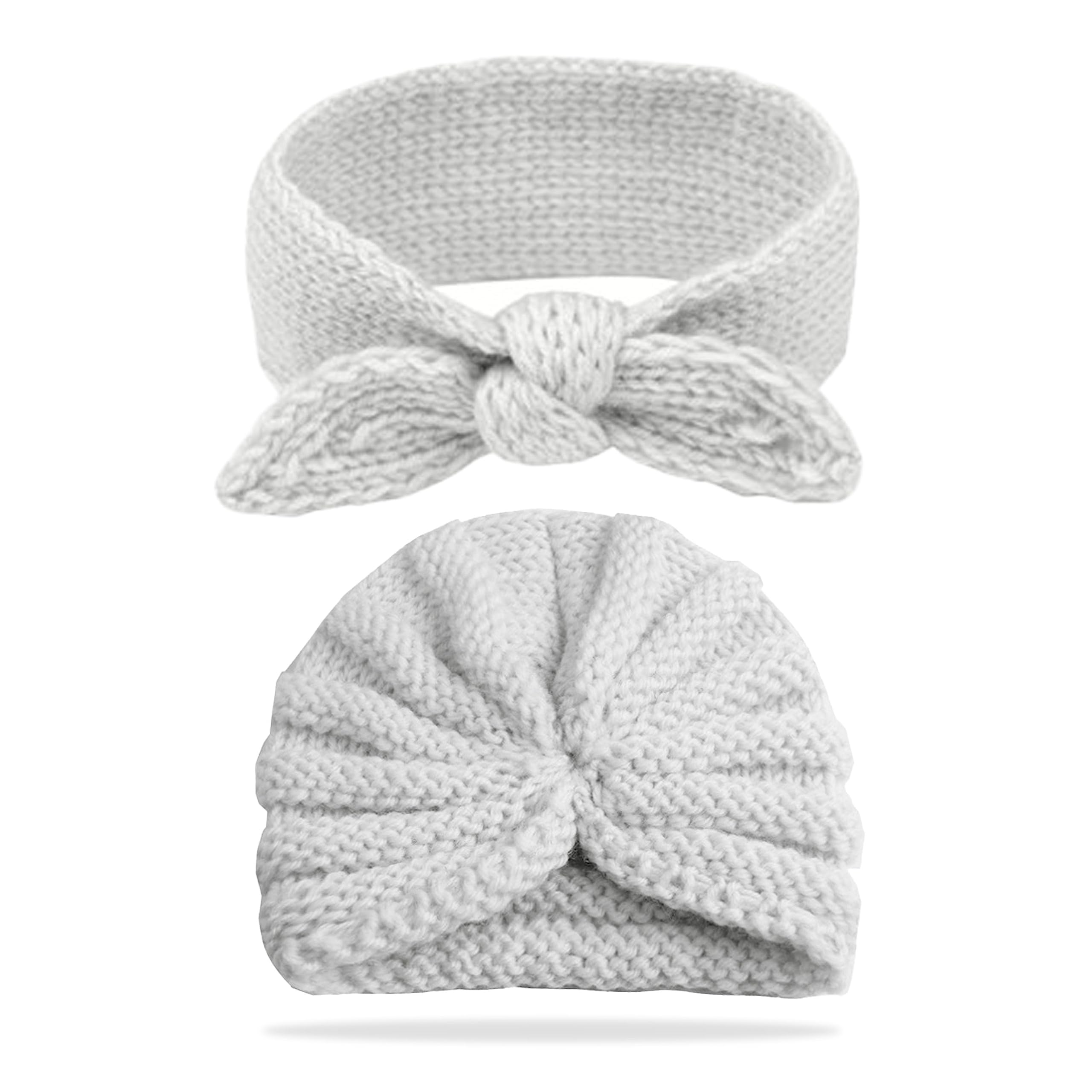 BEMBIKABeanie With Headband For Baby Girl Hair Accessories For Girls Baby Headband (White)
