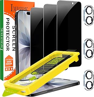 IMBZBK Verre Trempé pour iPhone 17 Anti Espion, Dépoussiérage Automatique, avec Protection Camera Objectif, Dureté 9H+ Vitre Protection Écran, Qualité Militaire, Anti Rayures, 3+3 Pièce