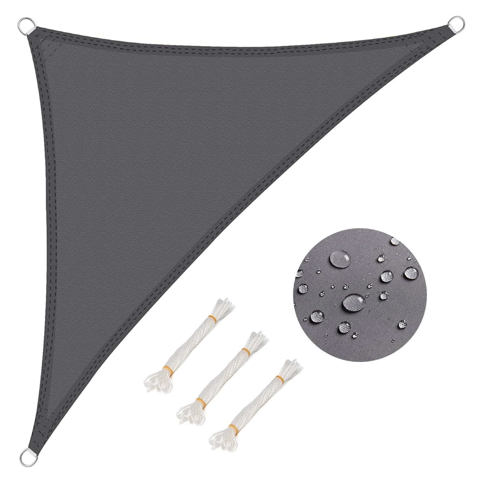 WOLTU Sonnensegel Dreieck 3x3x4,25m Grau wasserabweisend Sonnenschutz Polyester Windschutz mit UV Schutz für Garten Terrasse Camping