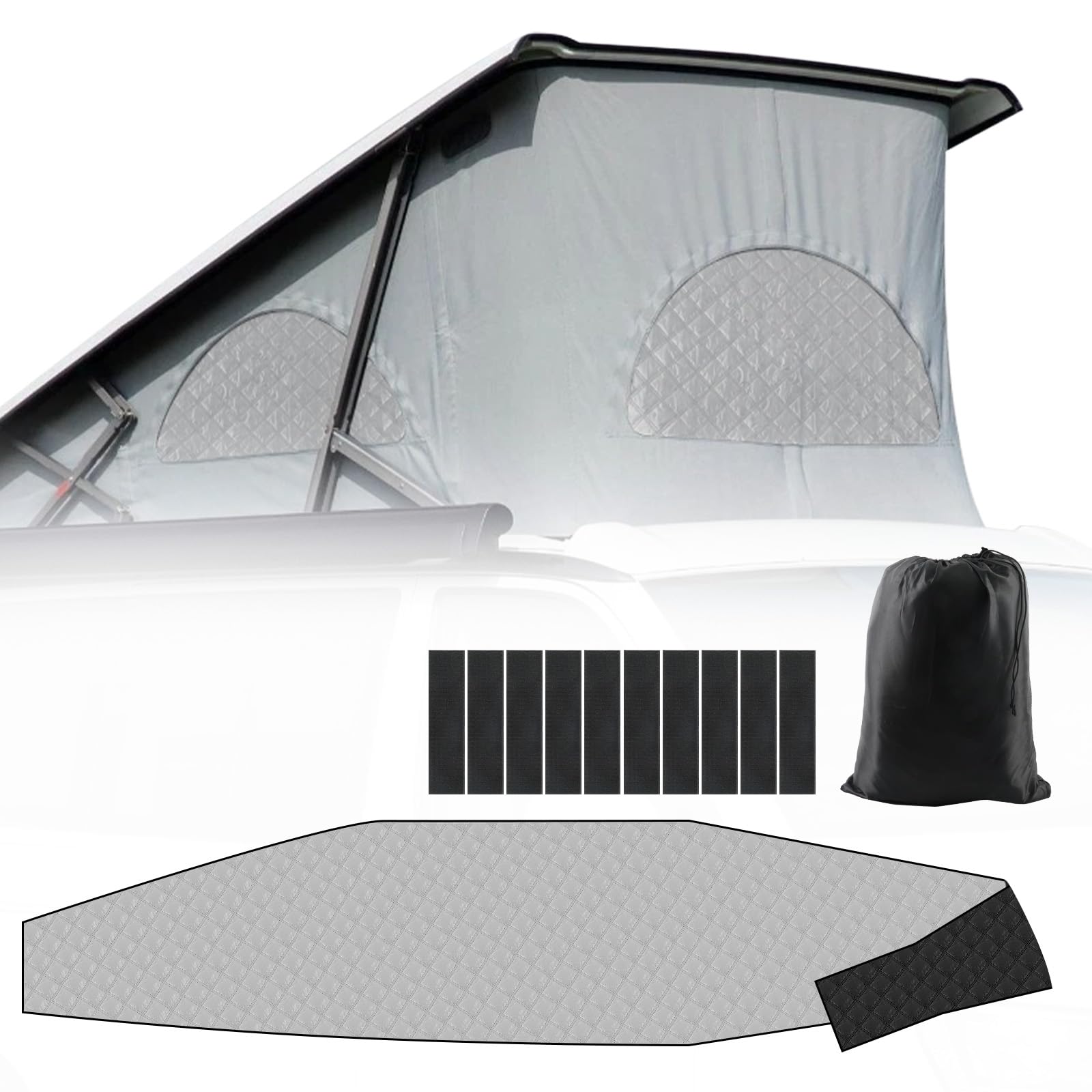 Interne Isolierung Pop Top Dachabdeckung Ersatz für VW T5 T6, Faltbarer Sonnenschutz, Thermomatte Set mit Aufbewahrungstasche