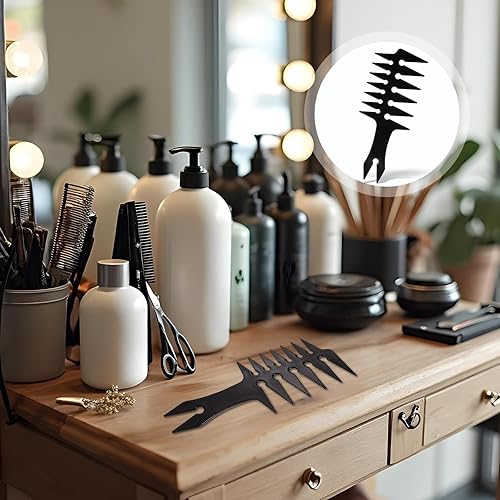 Miniatura 7 de Peine de dientes anchos para el cabello, peine desenredante de doble cara para peluquería masculina