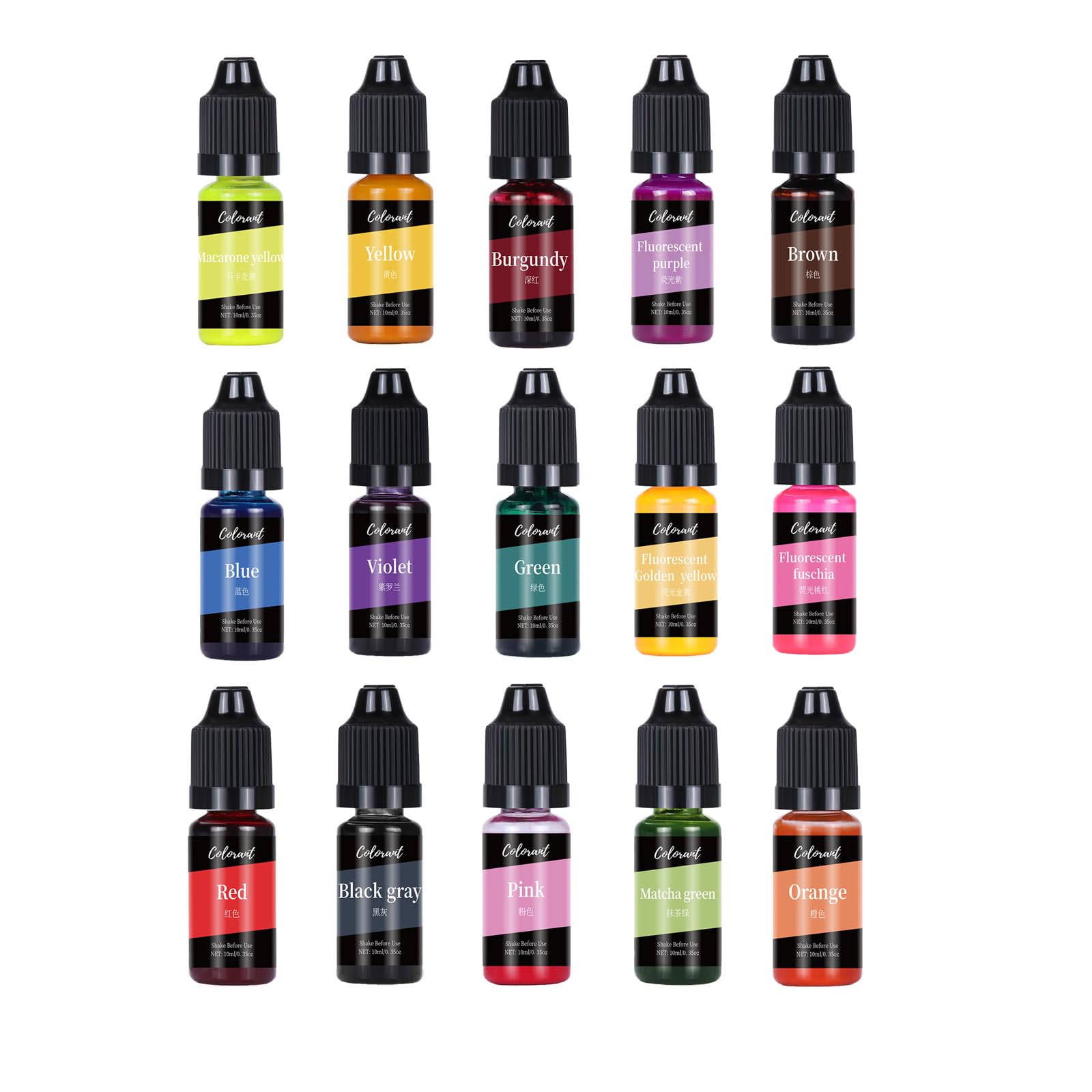 Colore cera per candele, cera per candele, colore candele, 15 colori, colore per cera per candele, per la produzione di candele, per candele fai da te, kit da 10 ml