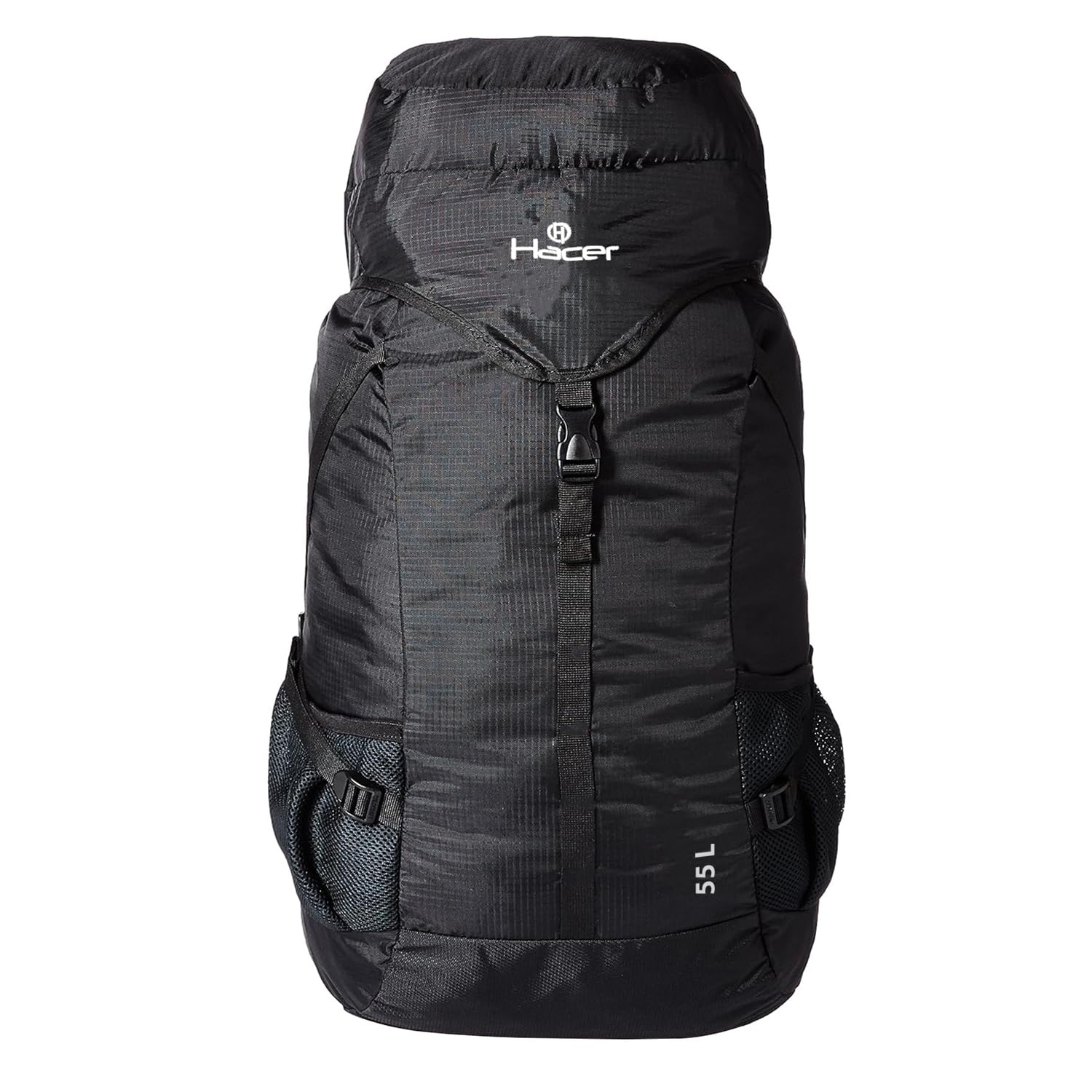 HACERHACER Backpack Unisex Travel Daypack Large Capacity Rucksack for Camping Trekking Hiking Travelling Luggage Tourist - (Black, 55L)