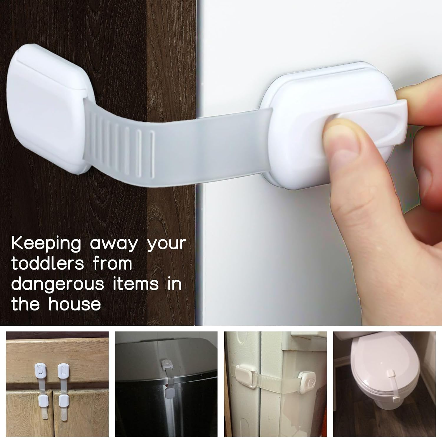 Generation Store - Baby Proofing Cabinet Locks – 6 Packs Adjustable Child Safety Locks for Cabinets, Drawers, Appliances, and Closets – No-Drill Adhesive Latches for Babies and Toddlers
