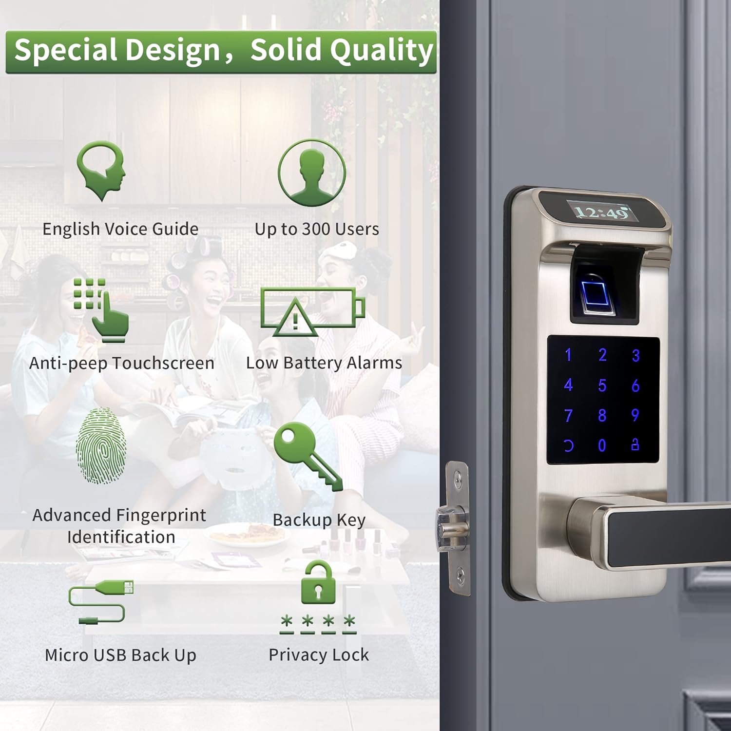 Exclusive Discount 🔥 HARFO Fingerprint Door Lock, Keyless Entry Door Lock with Touchscreen and OLED Display, Keypad Door Lock, Door Lock with Keypad, Passcode Door Lock for Office Home (Satin Nickel) Exclusive Discount 🔥 HARFO Fingerprint Door Lock, Keyless Entry Door Lock with Touchscreen and OLED Display, Keypad Door Lock, Door Lock with Keypad, Passcode Door Lock for Office Home (Satin Nickel)