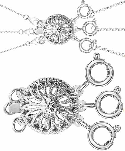 Miniatura 12 de Separadores de cierres para collares en capas para mujeres, oro de 14k y plata, joyería de seguridad sin enredos, convertidor de cierre con bloqueo