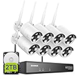SANNCE 2K Wireless Security Camera System, 8CH 5MP NVR with 8Pcs 3MP Outdoor WiFi IP Surveillance Cameras with One-Way Audio,Night Vision, Remote Access, Motion Alerts, Compatible with Alexa(2TB HDD)