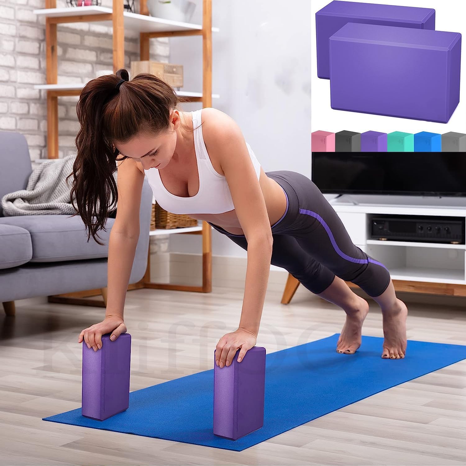 KAVISHA Yoga Blocks High Density Foam Yoga Block Brick For Men Women, EVA Foam Pilates Fitness Stretching Aid Balance Health Sports Gym Exercise Block Odour Resistant and Moisture-Proof(PACK OF 1)-image-41