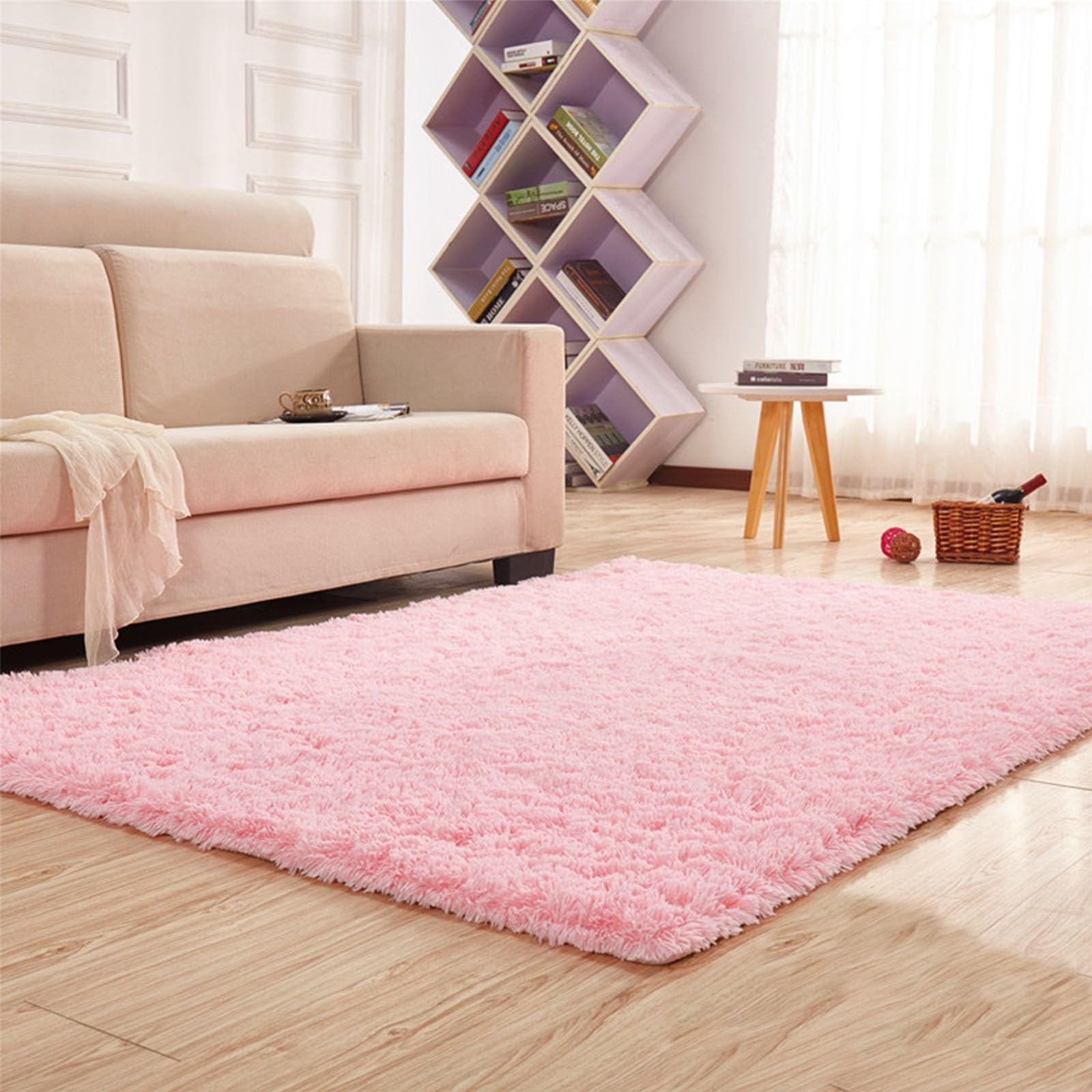 Tapis de sol moelleux shaggy rose 40x250 cm au confort haut de gamme
