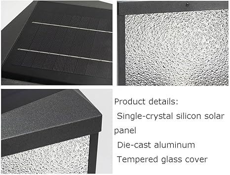 ZYSKABQ Zonne -aangedreven LED Waterdichte kolom Koplamp vierkant glas Buiten Post Lantaarn Villa Garden Landschap Licht Moderne industriële wandpijlpilaar Lichten, Villa Garden Stigma Lampen Octopus feet photo 3