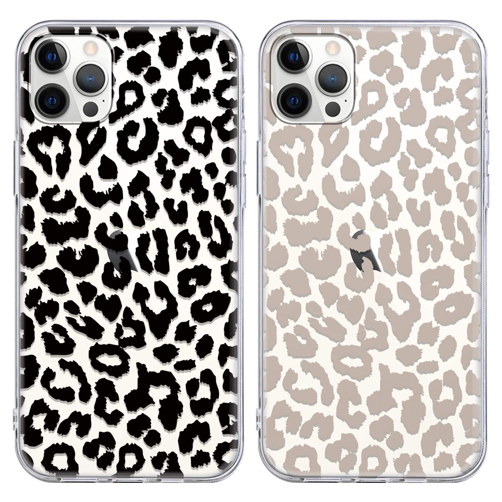 RUMDEY 2 Pack Luxury Cheetah Print for iPhone 16 Pro 6.3" Phone Case, Aesthetic Leopard Pattern Design Clear TPU Case Soft Slim Silicone Shockproof