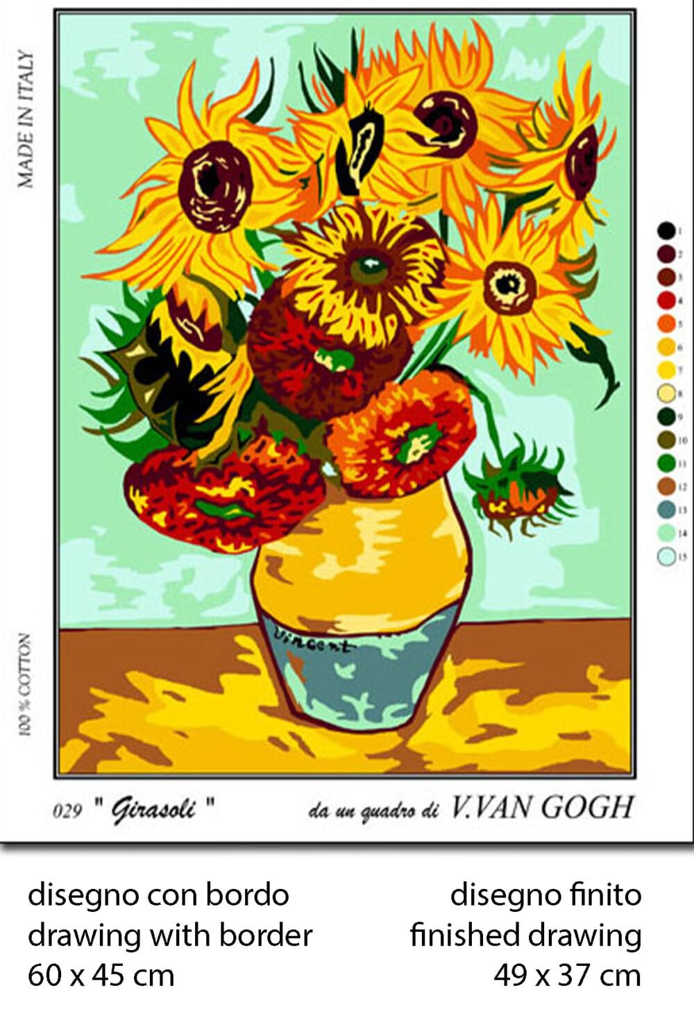 Generico Kit de bordado de medio punto de cruz, tela preimpresa, 60 x 30 cm, juego completo con hilos mouliné de algodón y aguja, multicolor (60 x 45 029)