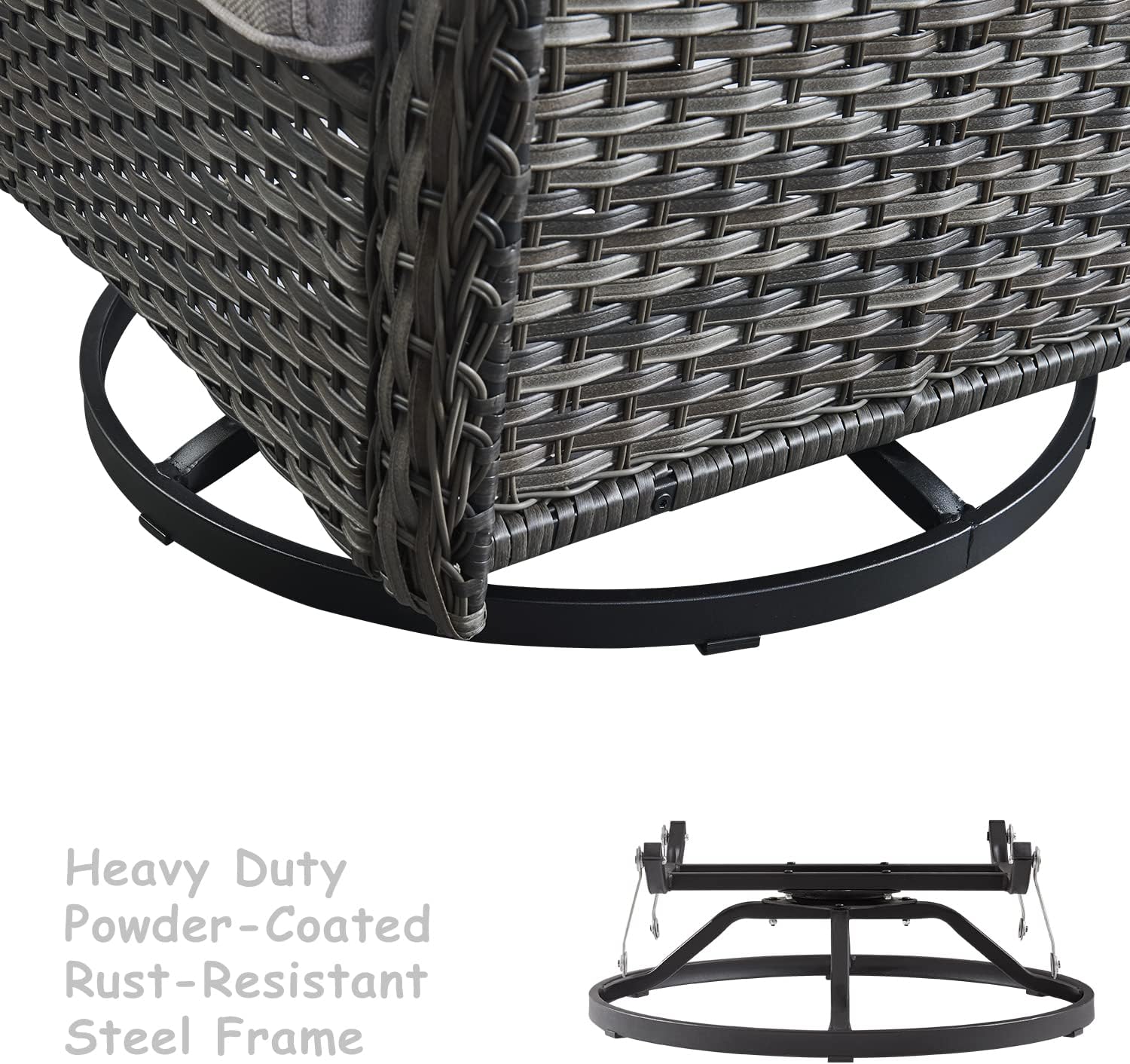 HUMMUH Outdoor Swivel Rocker Wicker Patio Chairs High Back PE Rattan Glider Chairs 4PCS Patio Furniture Set(Grey,Beige)