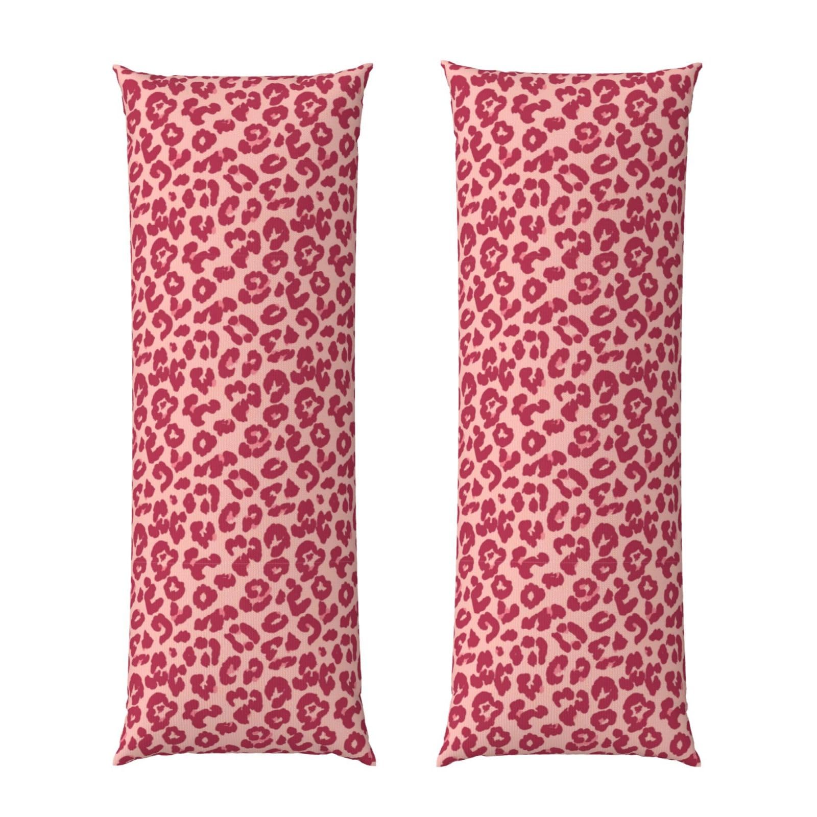 Body Pillowcase 20x54, Pink Rose Gold Glitter Pattern Cheetah Leopard Print, Plush Velvet Pillow Cover with Zipper, Cozyffy Rectangular Cushion Case for Couch Bed Home Hotel