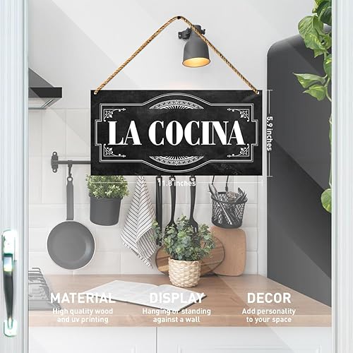 Miniatura 2 de Letrero decorativo de madera para cocina, decoración de pared de puerta española de La Cocina para casa de campo, cocina, comedor, decoración