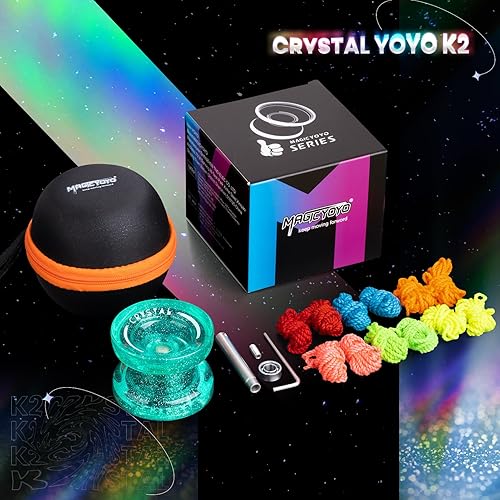 Miniatura 57 de MAGICYOYO K2 Crystal - Yoyo reactivo para niños, 2 yoyos profesionales, de doble función, para trucos con rodamiento no reactivo + 12 cuerdas +