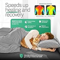 Vista 3 de Earthbound Grounding Well Sábanas de cama tamaño King – 90% algodón orgánico, 10% plata pura infundida Sábana bajera de bolsillo profundo Gris