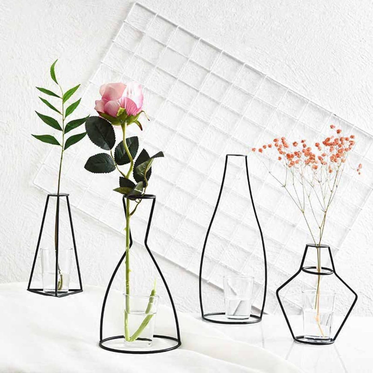 Amazon.co.jp: YJFFQ 花瓶 ワイヤー花瓶 04ブラック ワイヤースタンド 
