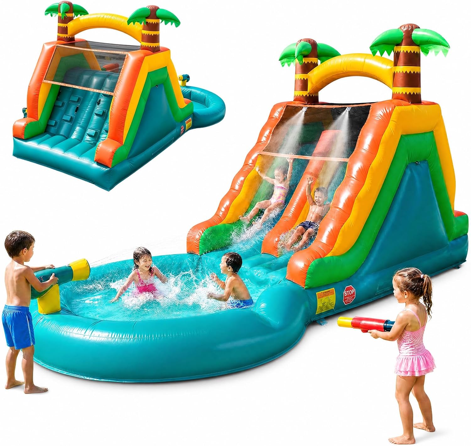 26.2FT Commercial Large Inflatable Water Silde with Water Pipe for Kids & Adults, Heavy Duty 100% PVC Waterslides with Big Pool, Blower for for Backyard, Outdoor Park, and Pool Party