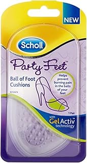 Scholl Party Feet Ball of Foot Gel Cushions with GelActiv technology, Non-slip, Help prevent foot pain - Suitable most shoes including high heels and stilettos. Universal size, 1 pair of cushions