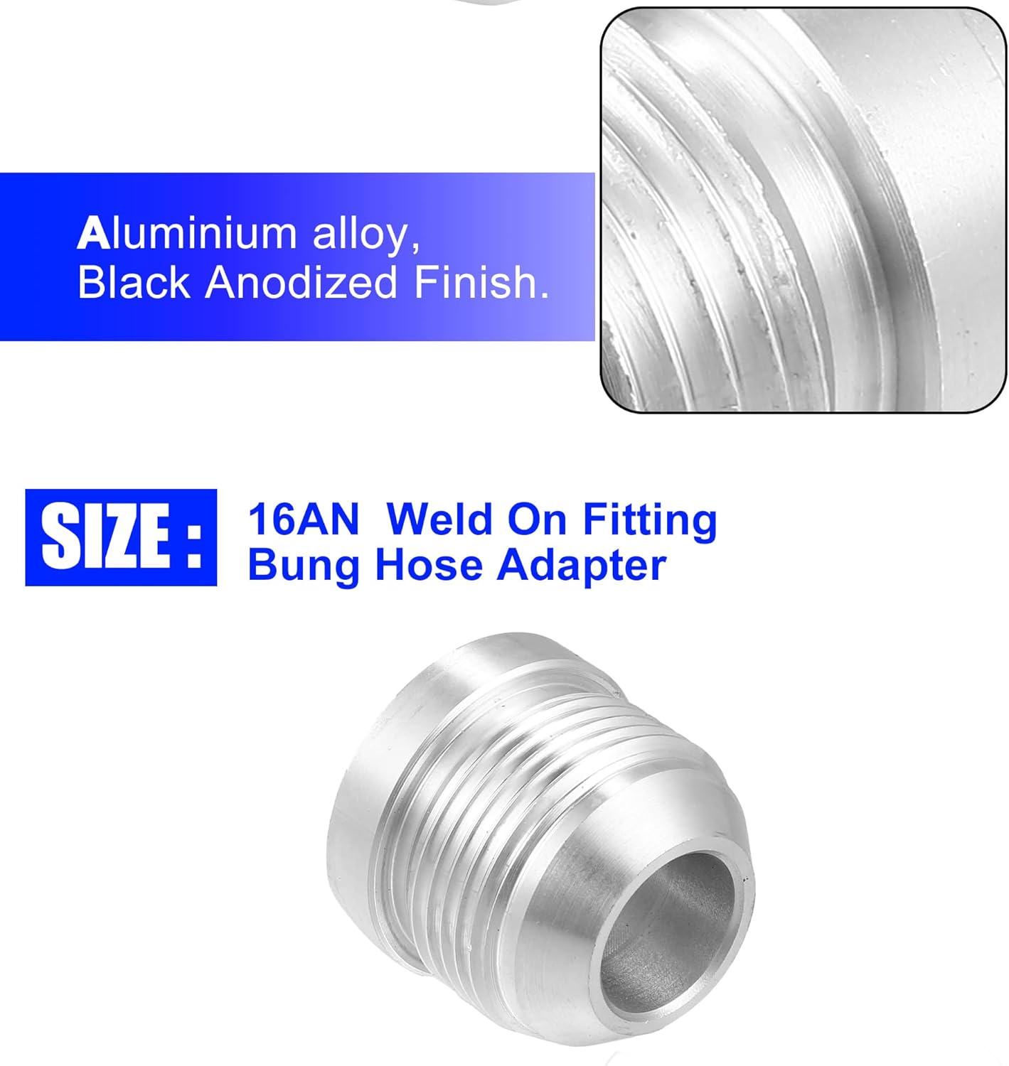 10 Pcs Car Auto 16AN Male Weld on Fitting Bung Hose Adapter Fuel Oil Aluminum Alloy Thread Hose Adapter Connector Silver Tone