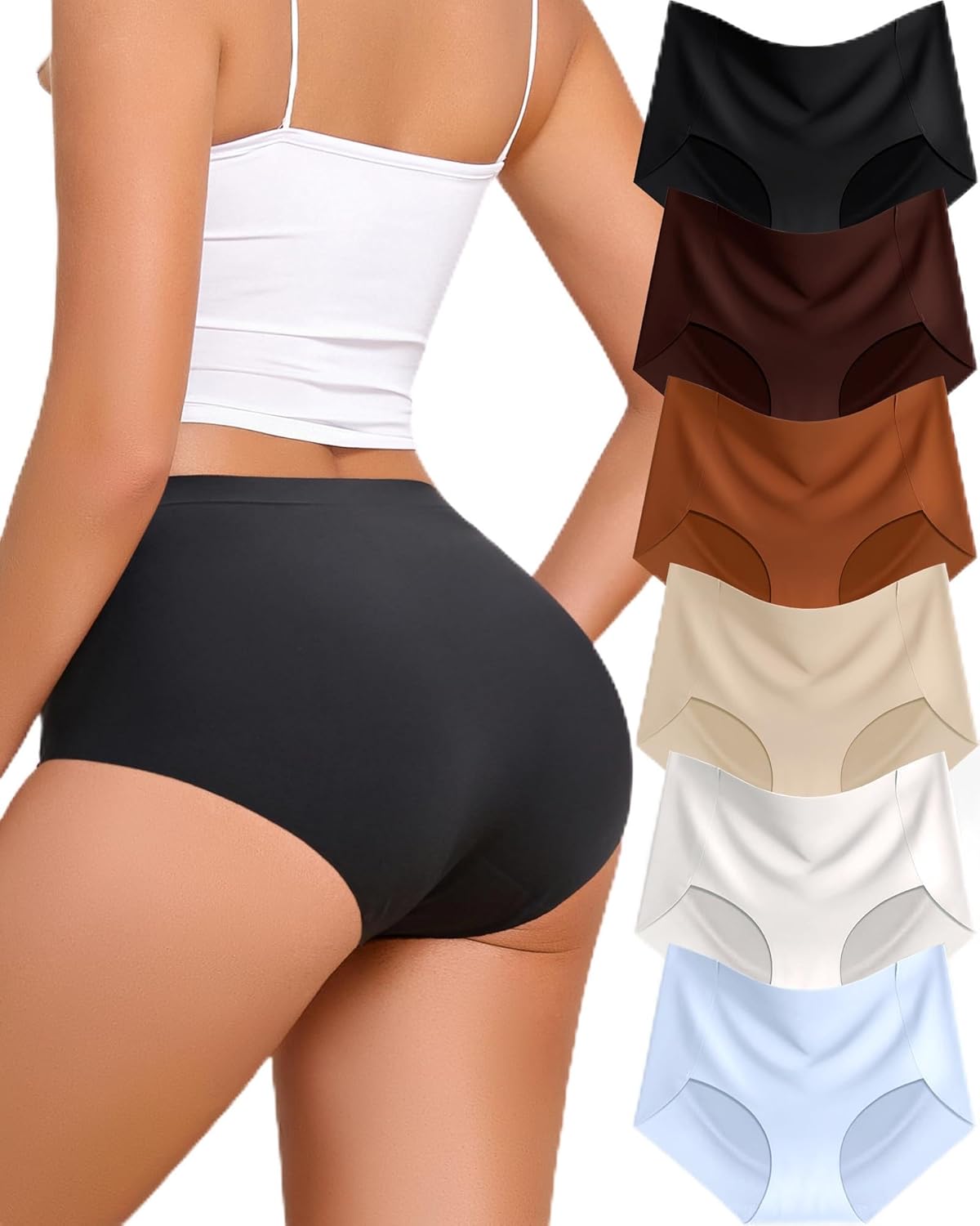 6 Pack Womens Underwear Seamless Sexy Full Coverage Panties Briefs No Show Fall Clothes Lingerie Gift For Womens