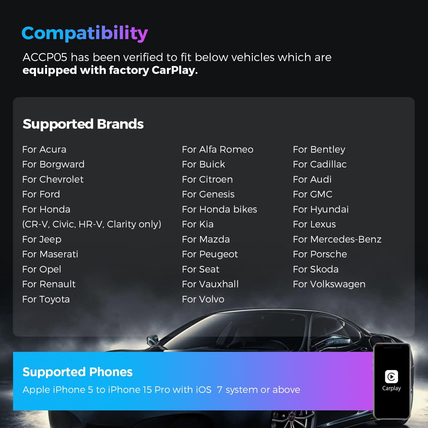 XTRONS Wireless Adapter for Car Play Wireless Activator Plug & Play for iPhone Android Car Stereos Android Auto USB Dongle for Factory Installed Wired Car Play ACCP05 - Image 4