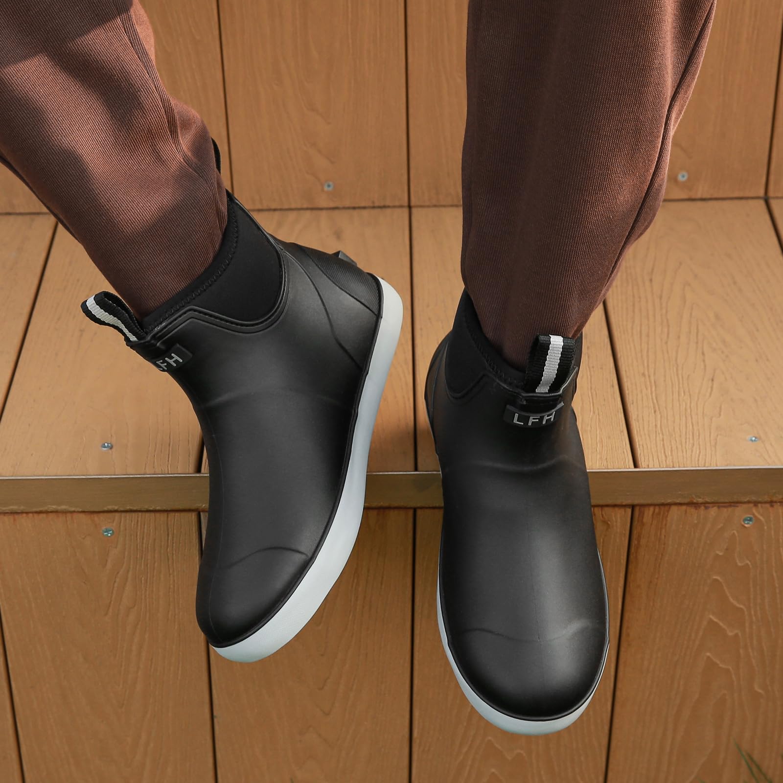 Jesindr Stivali Gomma Uomo Da Pioggia, Stivali Da Pesca, Antiscivolo Leggere Comode Shorty Boots, Impermeabile Nero Scarpe Da Giardino