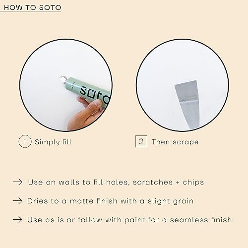 Miniatura 2 de soto Reparación de agujeros pequeños, laca beige, 4 onzas (No. 09 boceto en bruto) - Relleno de agujeros pequeños de alta resistencia para uso en