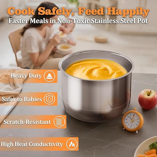 Miniatura 3 de Fullwill Olla eléctrica a presión de 6 cuartos de galón, olla multifunción 12 en 1 con ollas de acero inoxidable 304 y cerámica, olla a presión,