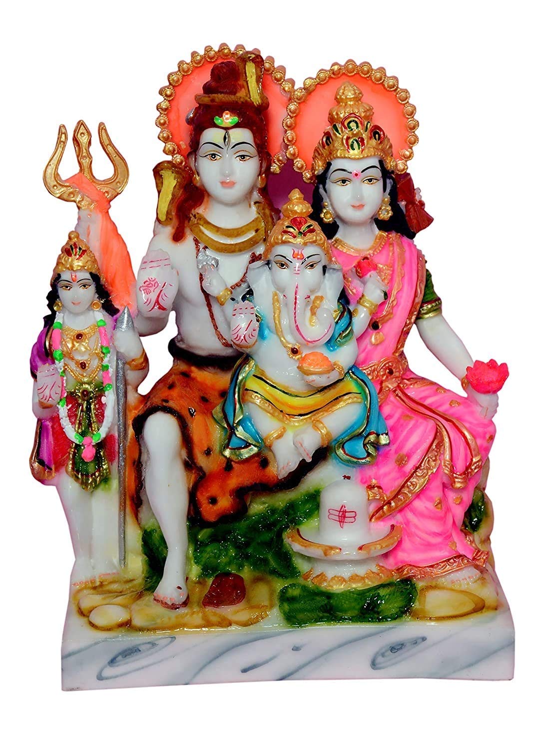 Statue Shiv Parivar multicolore de 28cm figurine famille du Seigneur Shiva EQSZ