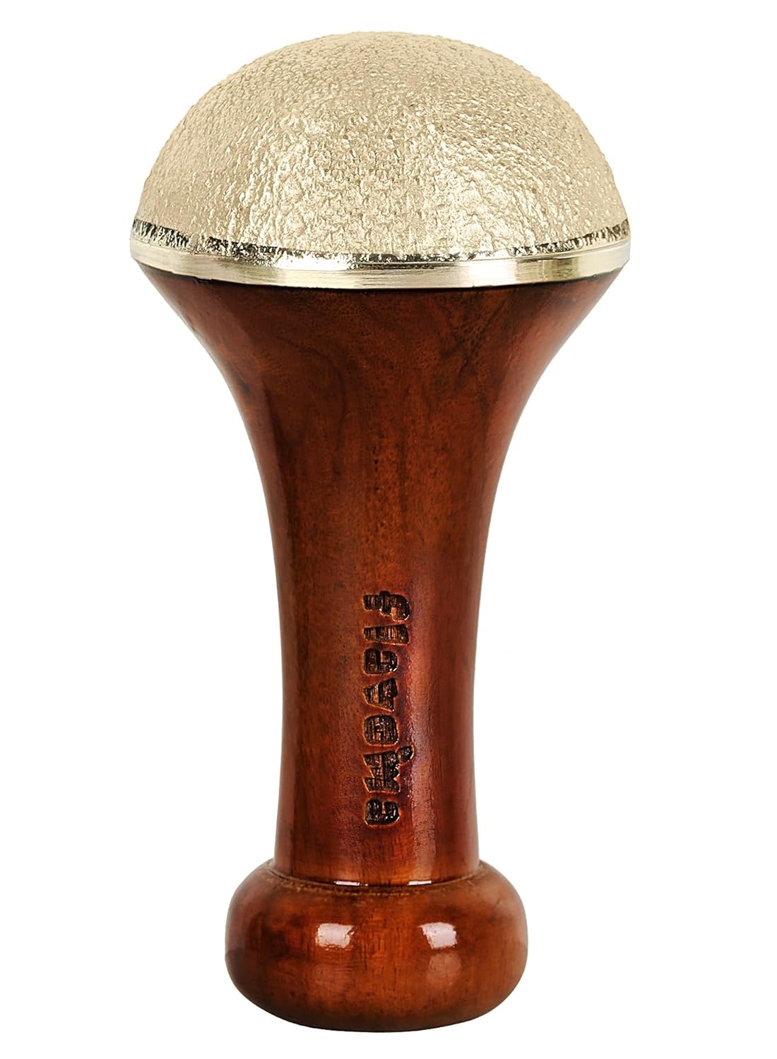 Traditional Bronze Vatki Cup Scrub Surface Brass Stick | Teak Wood Handle Bronze Scrubber with Metal Dome, Natural Brown | Massager for back, neck, shoulders and legs