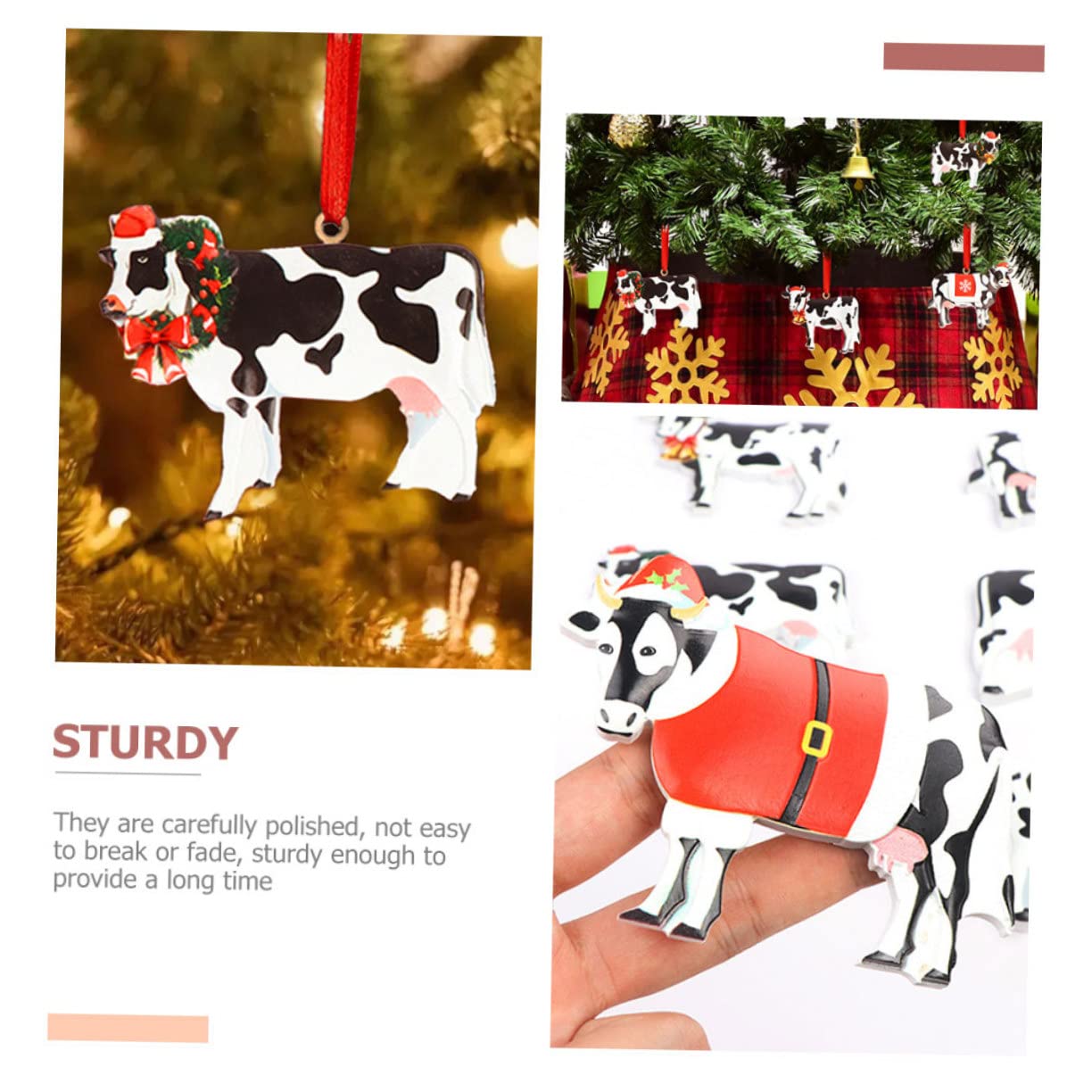 12 STK Kuh Weihnachtskugeln Christbaumschmuck Zum Aufhängen Weihnachtsparty-Dekoration Weihnachtsbaum-Kuh-Ornamente Unvollendeter Kuh-anhänger Grüne Dekorationen Festschmuck Harz IMIKEYA