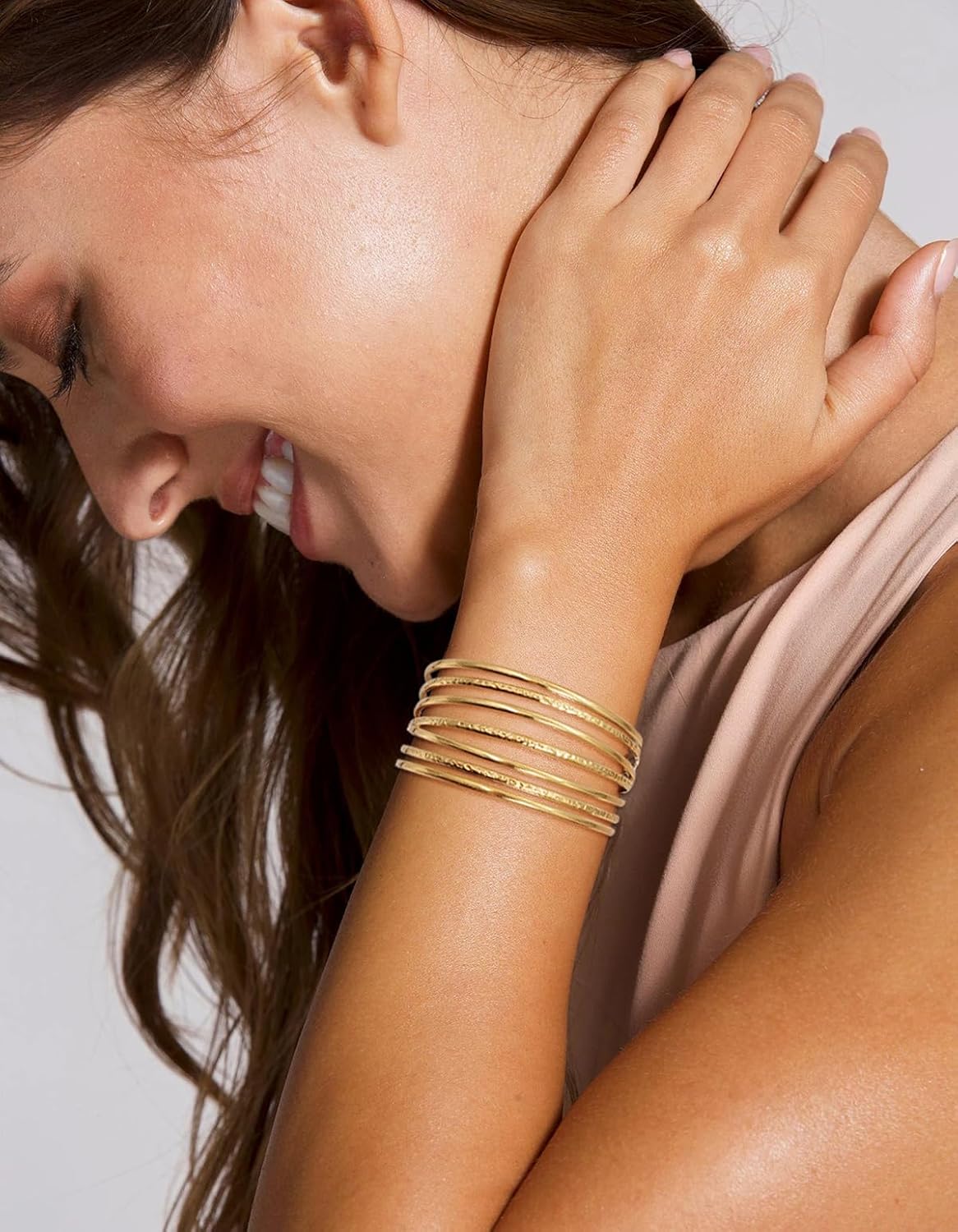 Multi-layer Cuff Bracelet for Women Cross Wire Bracelets Open Wide Cuff Gold Bangle Bracelet - Image 3