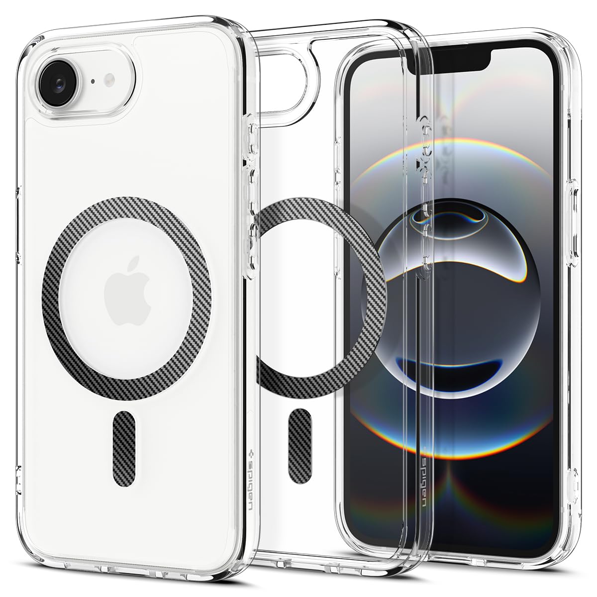 Spigen for iPhone 17e Case, for iPhone 16e Case, Clear Carbon Fiber