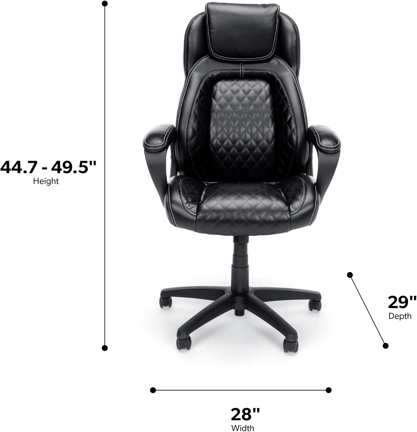 OFM ESS Collection Racing Style SofThread Leather High Back Office Chair, in Black (ESS-6060) : Office Products