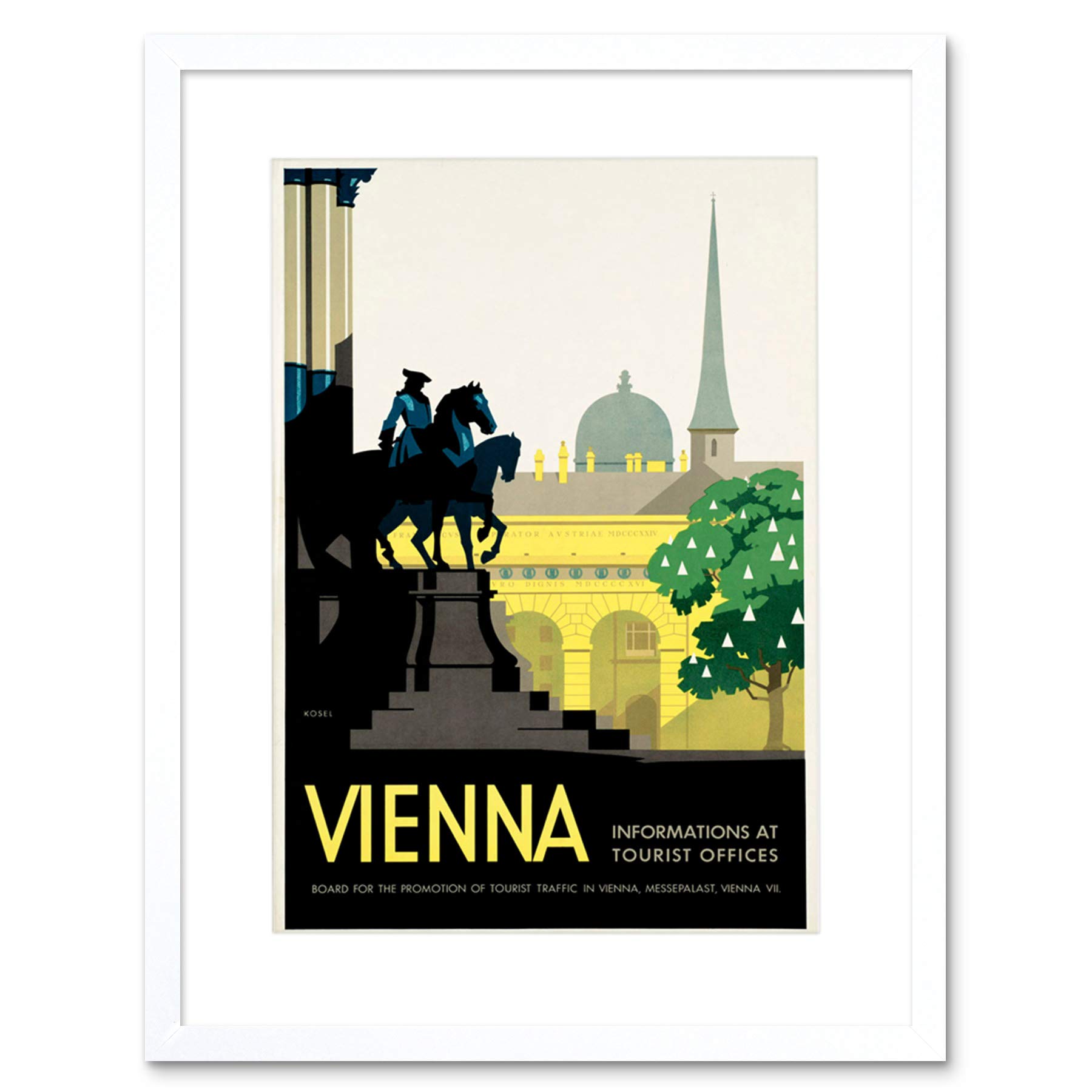 Wee Blue Coo Travel Vienna Austria Imperial Statue Spire Church Framed Wall Art Print